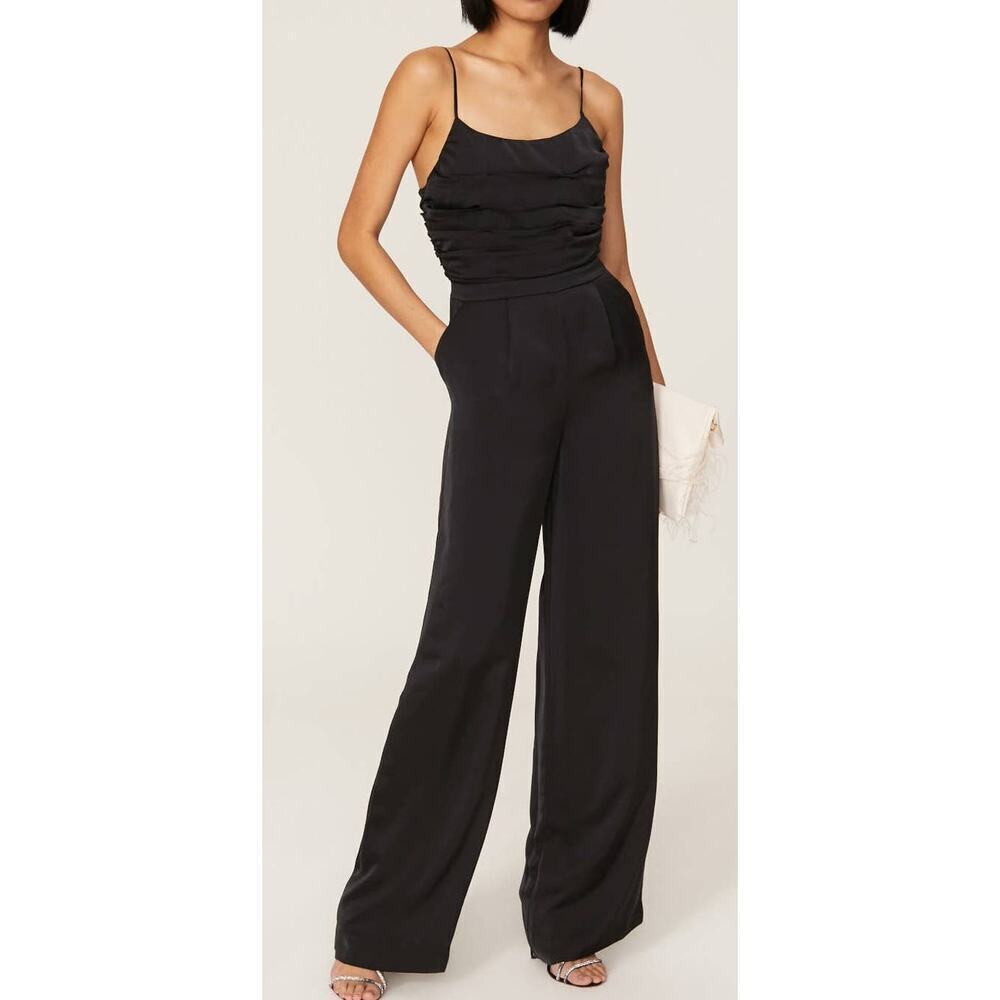 Ramy Brook Ezra Jumpsuit Satin Black 10